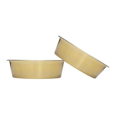 American Pet Supplies Country Living Set of 2 Durable Gold Stainless Steel Heavy Dog Bowls