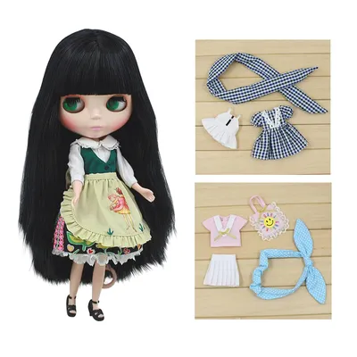 ICY DBS Blyth doll toy outfit flower suit green outfit with bags apron anime clothes girls