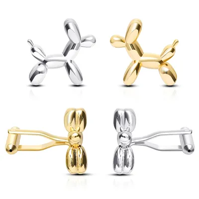 Small And Cute Puppy Balloon Art Fashion Geometric Cufflinks Gold Silver Color Fashion Personality