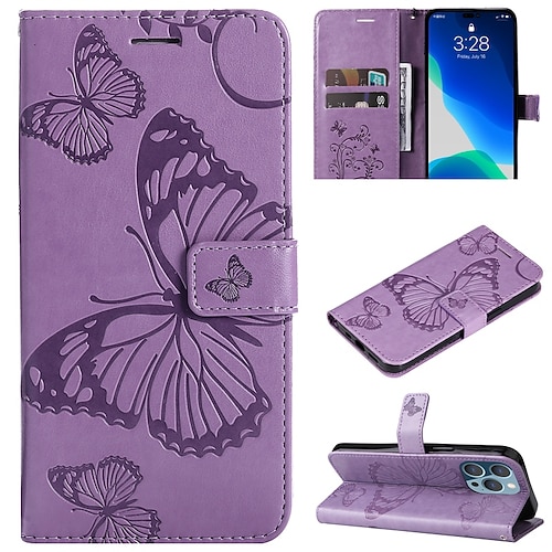 Handy Hülle Handyhüllen Für iPhone 17 Pro Max 17 Air 16 15 14 Pro Max Plus 16e 13 12 11 Pro Max Mini Brieftaschenhülle Magnetisch Vollschutz Mit Handgelenkschlaufe Schmetterling TPU PU-Leder Image