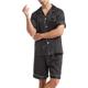 Men's Sleepwear Pajama Set Pajama Top and Shorts 1 set Plain Fashion Stylish Classic Home Daily Bed Polyester Comfort Breathable Soft Lapel Short Sleeve Shirt Shorts Button Elastic Waist Summer Black