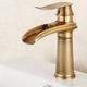 Bathroom Sink Faucet,Brass Waterfall Single Handle Two Holes Bath Taps(Tall or Short Body)