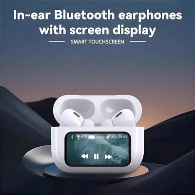 Bluetooth 5.4 wireless earbuds LCD color screen ANC Noise cancelling TWS sports headphones Father's Day Gifts