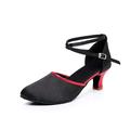 Femme Chaussures Modernes Chaussures de danse Danse de Salon Rumba Chaussures de danse Collections de fêtes Fête / Soirée Professionnel Talon épais Bout rond Boucle Adulte Noir et Or Noir / Rouge