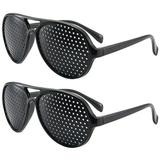 Qumonin 2Pcs Vision Improvement Eye Glasses Pinhole Eyeglasses Full Frame Protection Glasses
