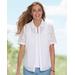 Appleseeds Women's Cotton Eyelet Elbow-Sleeve Shirt - White - 8 - Misses