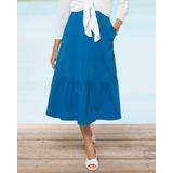 Appleseeds Women's Boardwalk Knit Flounced Midi Skirt - Blue - S - Misses