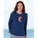 Appleseeds Women's Seaside Charm Cotton Jacquard Sweater - Blue - S - Misses