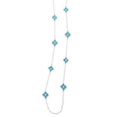 Appleseeds Women's Long Tile Necklace - Blue