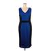 7th Avenue Design Studio New York & Company Casual Dress - Sheath: Blue Color Block Dresses - Women's Size X-Large