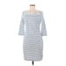 Lauren by Ralph Lauren Casual Dress - Bodycon: Blue Stripes Dresses - Women's Size Medium Petite