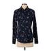 Tommy Hilfiger Long Sleeve Button Down Shirt: Black Floral Tops - Women's Size Small