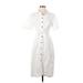 Ann Taylor Casual Dress - Shirtdress: White Dresses - New - Women's Size 4 Petite