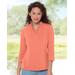 Blair Women's Prima™ Cotton Three-Quarter Sleeve Solid Ruffle-Neck Tee - Orange - PXL - Petite