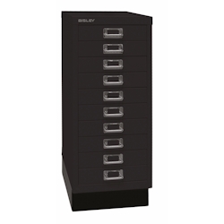 BISLEY Schubladenschrank aus Metall DIN A4 in schwarz Schrank mit 10 Schubladen und Sockel Werkzeugschrank Image