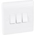 BG Low Profile Switch 3 Gang 2 Way (20A-16AX) in White Plastic
