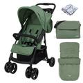 Puggle Starmax Pushchair Stroller with Raincover, Universal Footmuff and Changing Bag with Mat - Sage Green