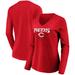 Women's Fanatics Branded Red Cincinnati Reds Core Live For It V-Neck Long Sleeve T-Shirt