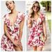 Free People Dresses | Free People French Quarter Floral Wrap Mini Dress Red And Cream Size M | Color: Red | Size: M