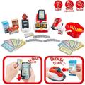 Cash Register for Kids, Toy Till Cash Register with Scanner, Credit Card ,Play Food ,Money and Groceries Shopping Basket for Boys and Girls