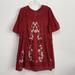 Free People Dresses | Free People Dress Xs Perfectly Victorian Floral Embroidered Mini Boho Brick Red | Color: Red | Size: Xs