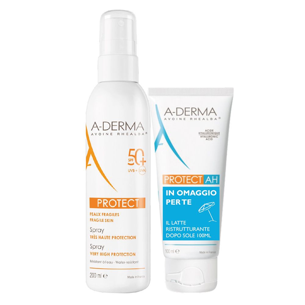 A-Derma Protect SPF50+ Spray Solare + AH Latte Ristrutturante Doposole