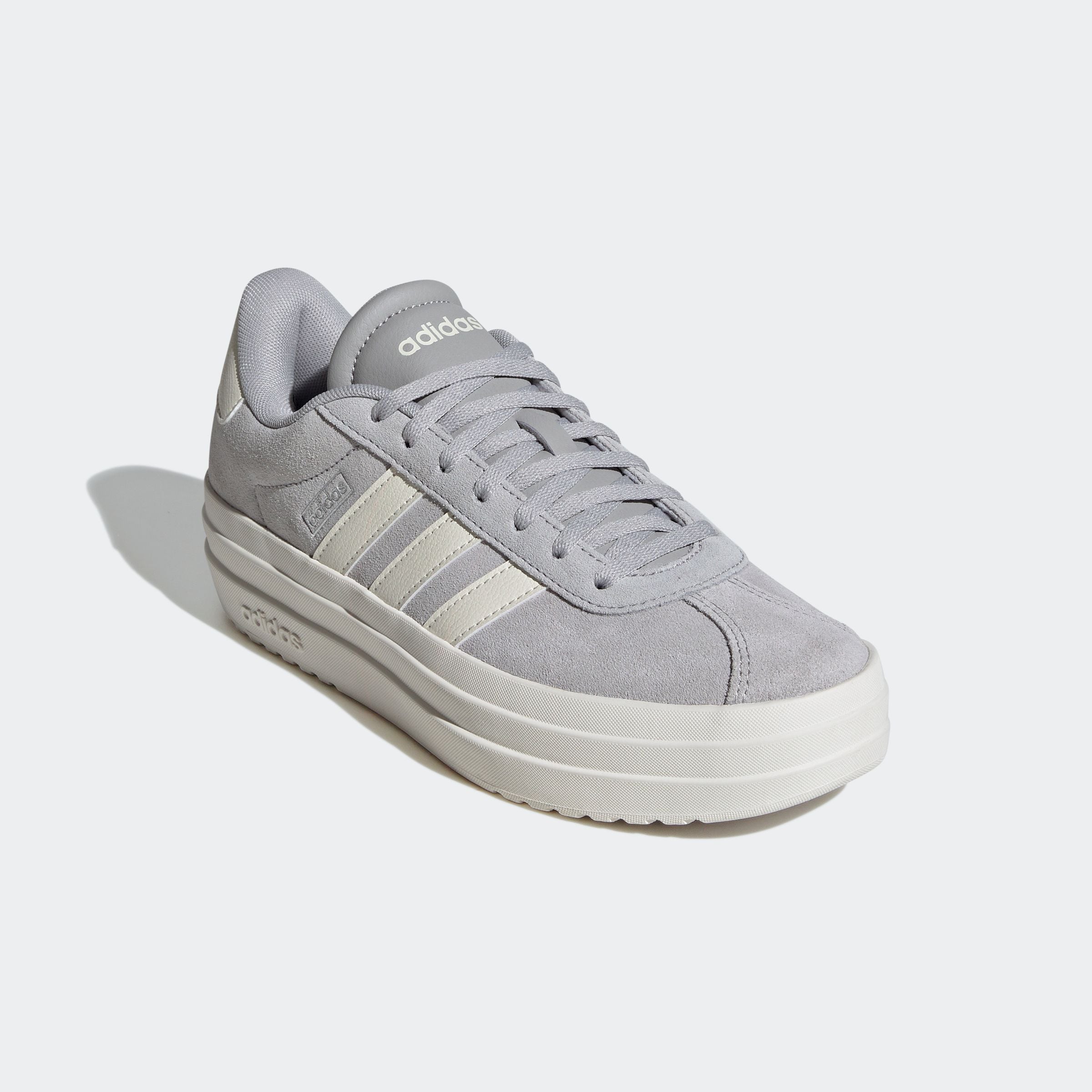 Plateausneaker ADIDAS SPORTSWEAR "VL COURT BOLD", Damen, Gr. 41, grau (grau two, sanftes weiß, core weiß), Leder, Synthetik, Schuhe Plateausneaker, Design auf den Spuren des adidas Gazelle Bold