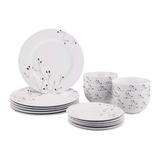 18-Piece Kitchen Dinnerware Set, Plates, Dishes, Bowls, Service for 6, Branches