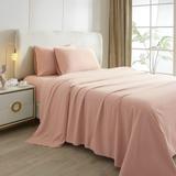 Blush Pink Twin Sheets Set 3 Piece Cooling Bed Sheets,Hotel Luxury Fitted Sheet Set Super Soft Sheet Deep Pocket 16 Inch