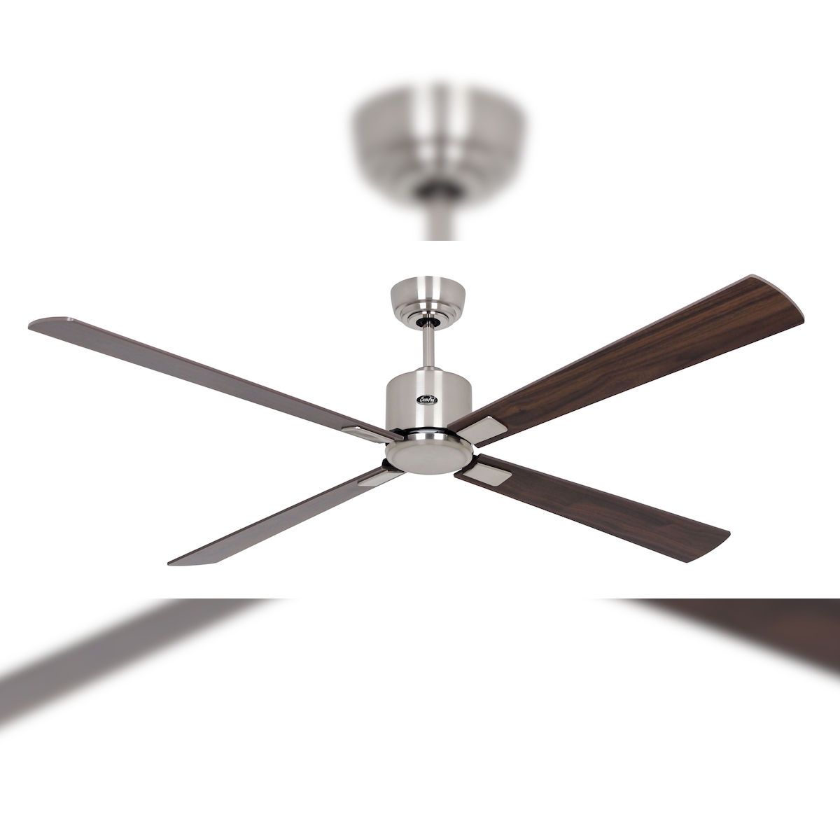 Deckenventilator mit WLAN CasaFan ECO NEO III 152 cm 942313 W Motor aus gebürstetem Chrom / Wendeflügel Walnuss und Kirsche Image