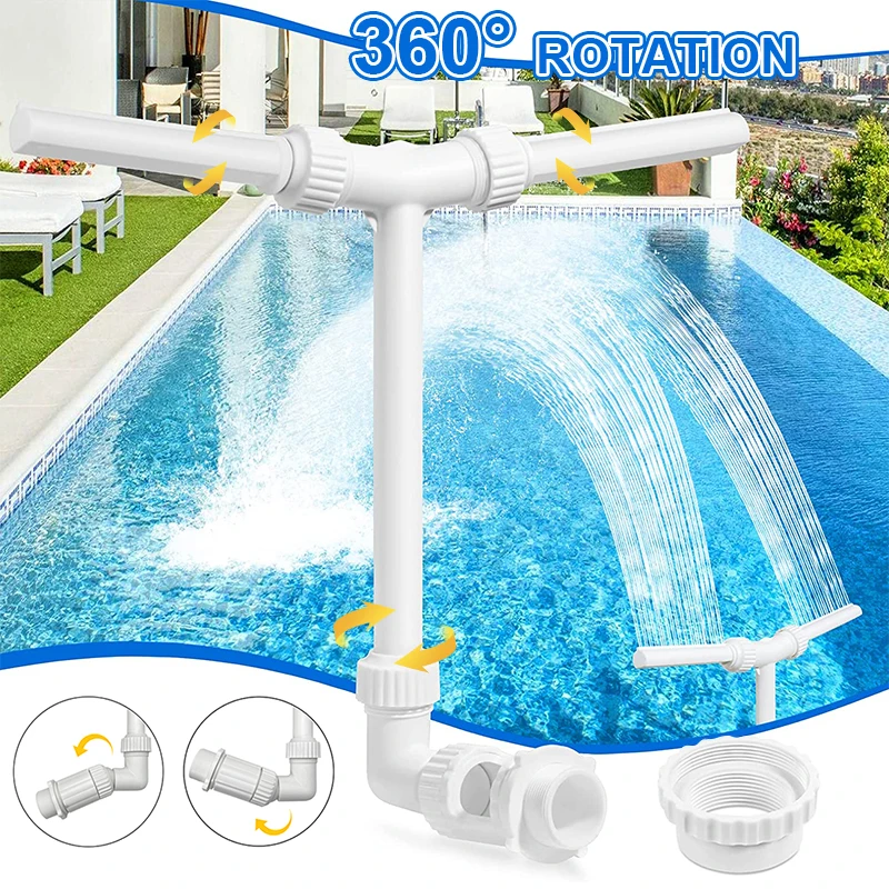 Fontaine de piscine avec lumières LED, fontaine d'arrosage pour touristes, fontaine de piscine extérieure, fontaine de spa, cascade d'étang, décor de refroidissement