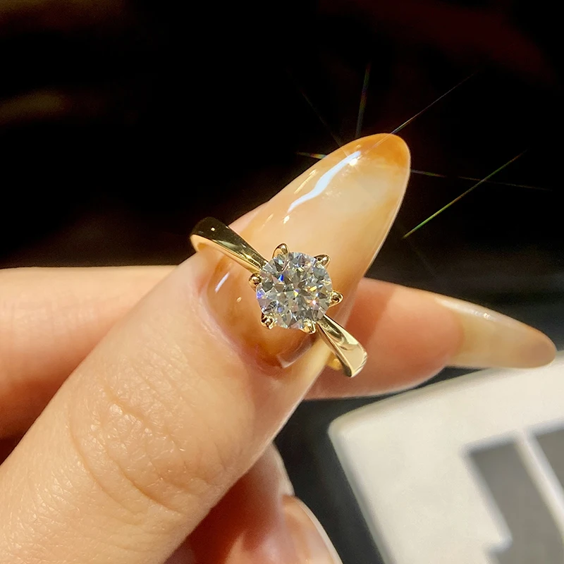 KNB 0.5-2ct véritable Moissanite bague de fiançailles mariage diamant anneaux pour femmes 925 en argent Sterling haute qualité bijoux de luxe