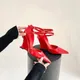 Rote spitze Sandalen mit Keil absatz Damen Sommer neue Leder hochhackige Schuhe elegante Schuhe für