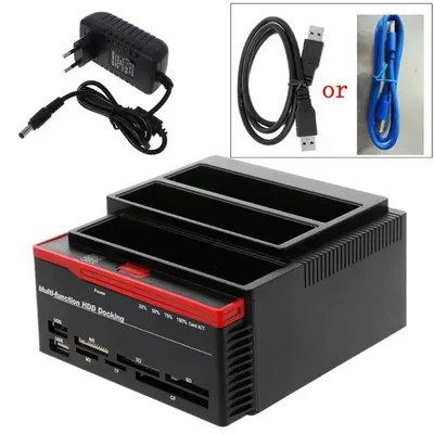 USB 3,0 Zu IDE Externe 2.5 "/3.5" HDD Festplatte Docking Station Kartenleser Image