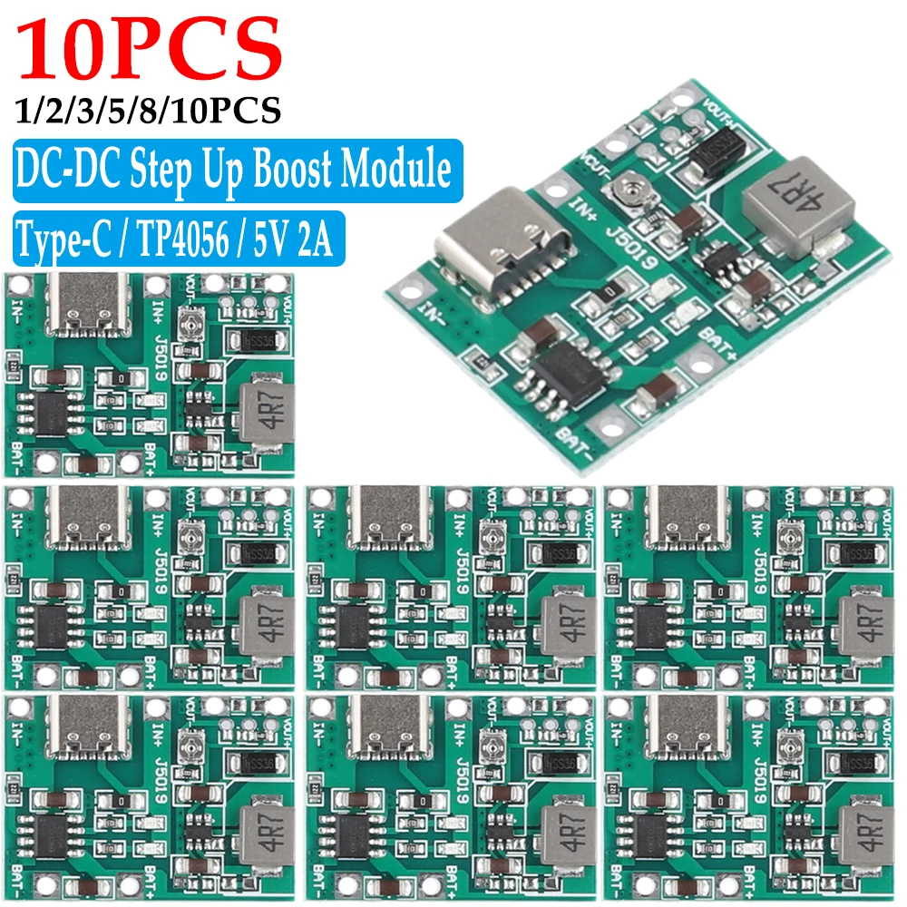 1-10pcs DC-DC Boost-Modul Typ-c tp4056 Ladegerät Entladung Power Board DC 4,3-27V Aufladung Step Up Boost-Modul DIY Kit Teile Image