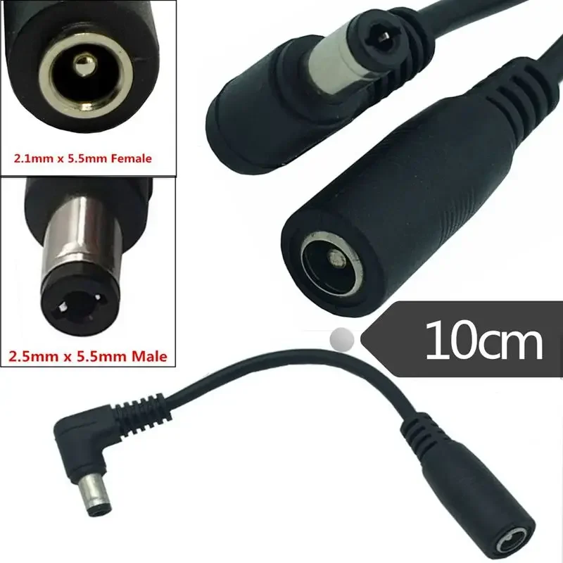 Gleichstromumwandlungsleitung 5,5 * 2,1 mm Buchse auf 5,5 * 2,5 mm 3,5 * 1,35 mm 90 ° Abgewinkelte männliche Konvertierungsleitung DC-Leitung 0,1 m Image
