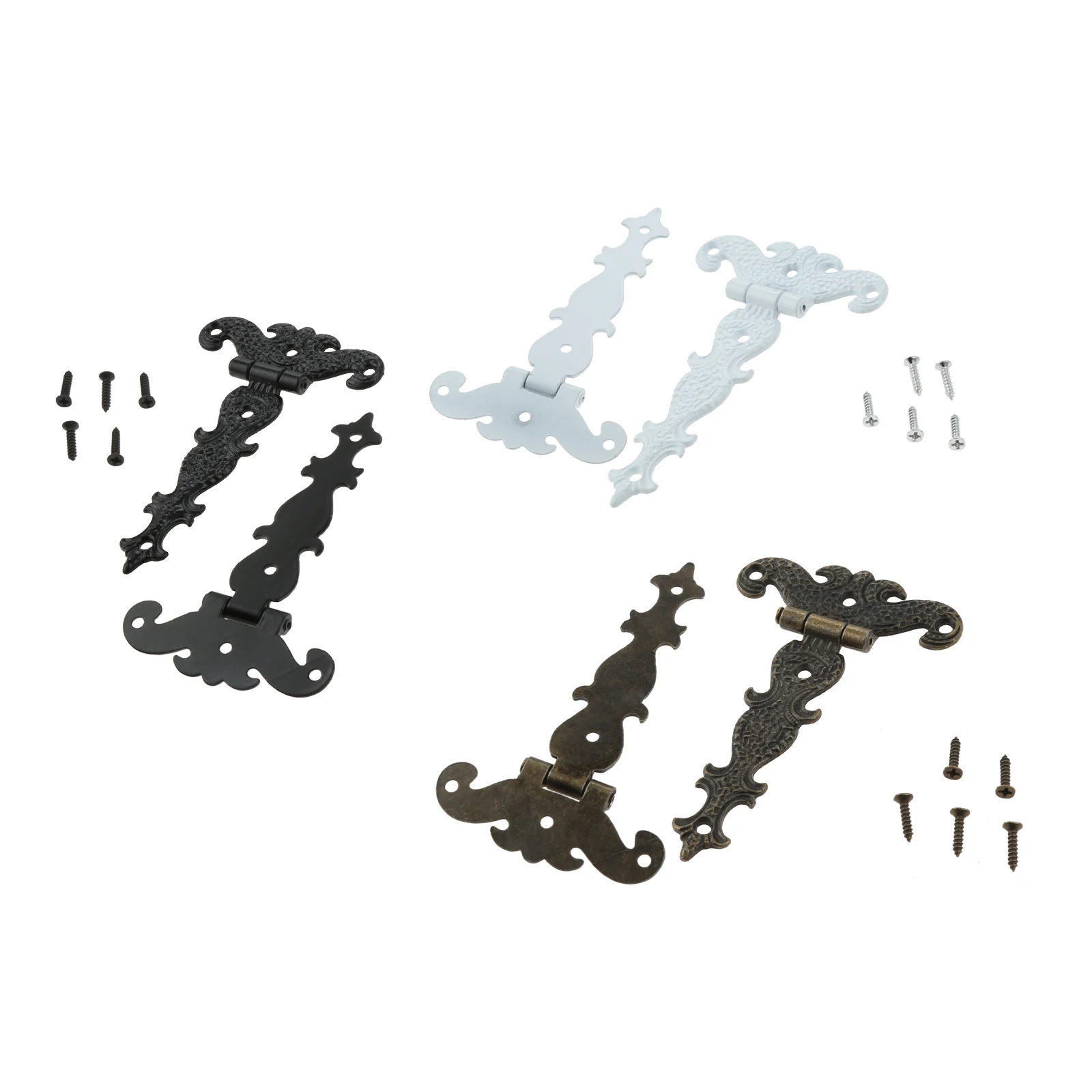 2 stücke Vintage Relief Muster Scharniere w/schraube Antike Bronze Schwarz Weiß Spalte Legierung Schmuck Holz Box Fall Schrank dekor Möbel