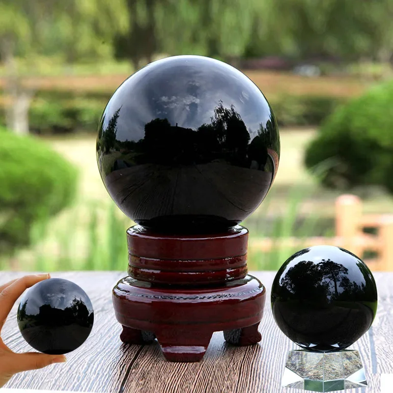 Natürliche schwarze Obsidian-Kugel, große Kristallkugel, Heilstein, Edelstein, 30/40/50 mm, Obsidian-Kristall, dekoratives Glas, Heimdekoration