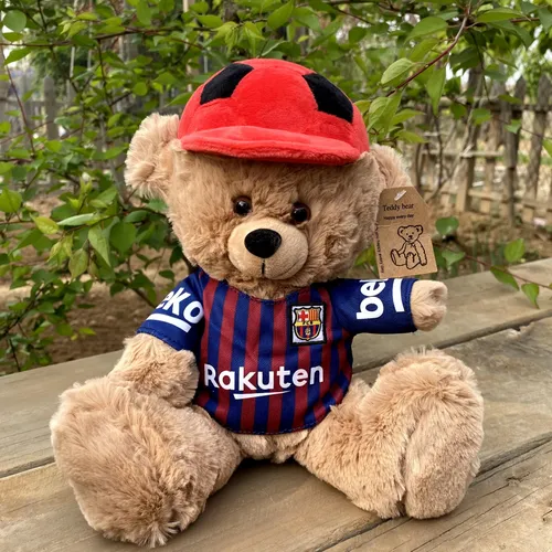 25-35cm rote Fußball kappe Teddybär ausgestopft Plüsch tier Puppe Kinder Baby Spielzeug Junge &
