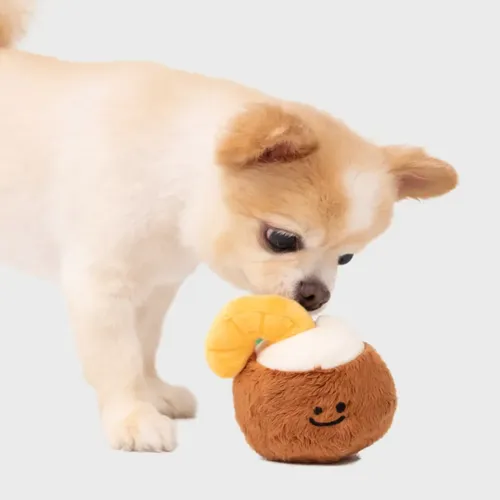 Niedliche Kokosnuss Spielzeug Essen Sound Slow Food Plüsch Haustier Spielzeug Spaß Hund Puzzle Slow