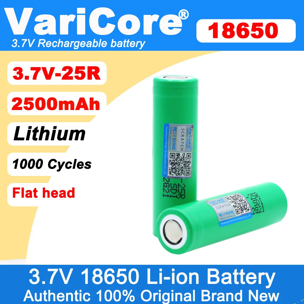 VariCore 18650 2500 mAh wiederaufladbarer Akku 3,6 V 25R 20 A Entladungsbatterien für den Einsatz von Elektrowerkzeugen Image