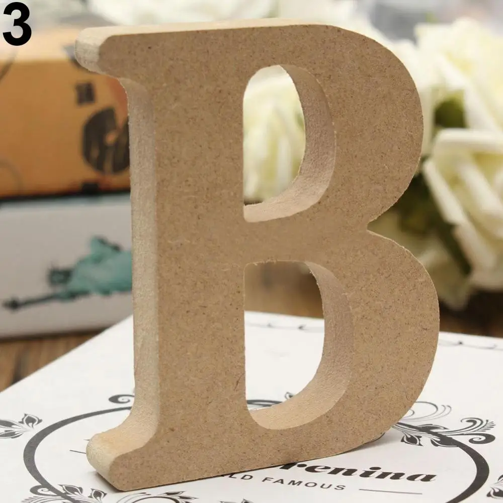10 cm A-Z Holz Holzbuchstaben Alphabet Hochzeit Geburtstag Party Diy Home Decor Personalisiertes Namensdesign Freistehende Holzalphabete Image