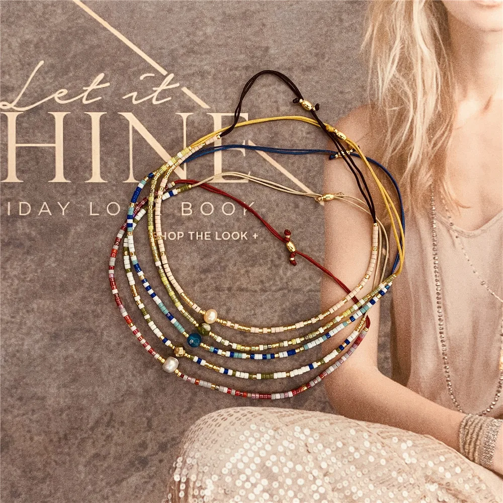 Go2Boho Bracciale distanziatore in pietra naturale taglio per donna Braccialetti piccoli Perline Miyuki Braccialetti semplici con perline di vetro Gioielli
