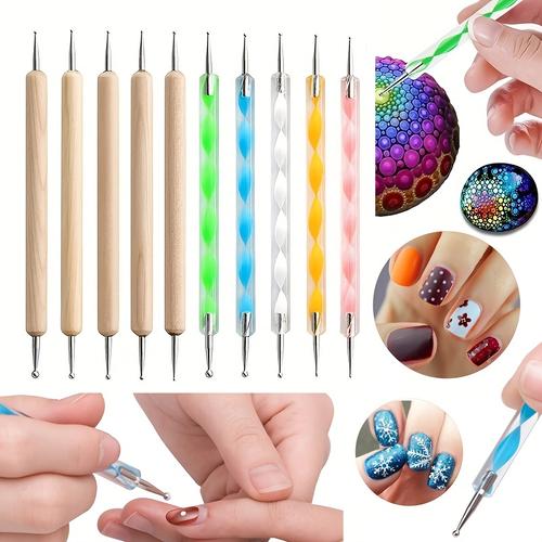 10pcs Dotting Tools Set For Nail Art, Embossing Stylus For Painting, Rock Painting Tools, Clay Art Painting Tools, Pottery Tools