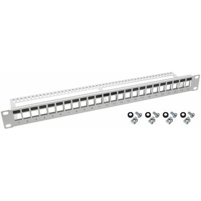 66445-07 utp Keystone-Patchpanel für Serverschrank, 19 Zoll, 24 Ports RJ45, Lichtgrau - HMF