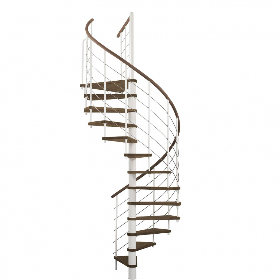 Minka Spindeltreppe Venezia weiß Wendeltreppe, 120 cm, Walnuss Image
