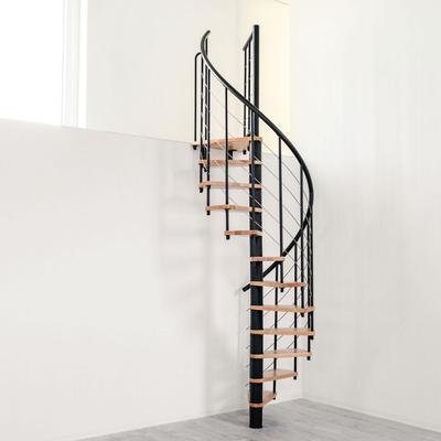Minka Spindeltreppe Venezia Smart schwarz Wendeltreppe, 160 cm, Walnuss Image