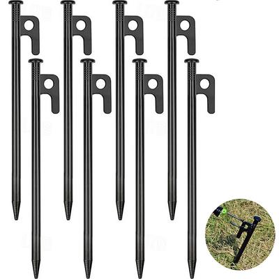 8/16 Pack Tent Stakes Heavy Duty Metal Tent Pegs for Camping Steel Tent Stakes 8 inch Unbreakable and Inflexible