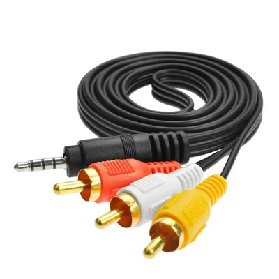Top Quality 3.5 to RCA Male Audio Video AV Cable Wire Cord 1M 3.5mm Jack Plug Male to 3 RCA Adapter