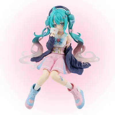 14cm FuRyu VOCALOID Hatsune Miku Anime Figure Noodle Stopper Toy Car Desktop Case Decoration PVC